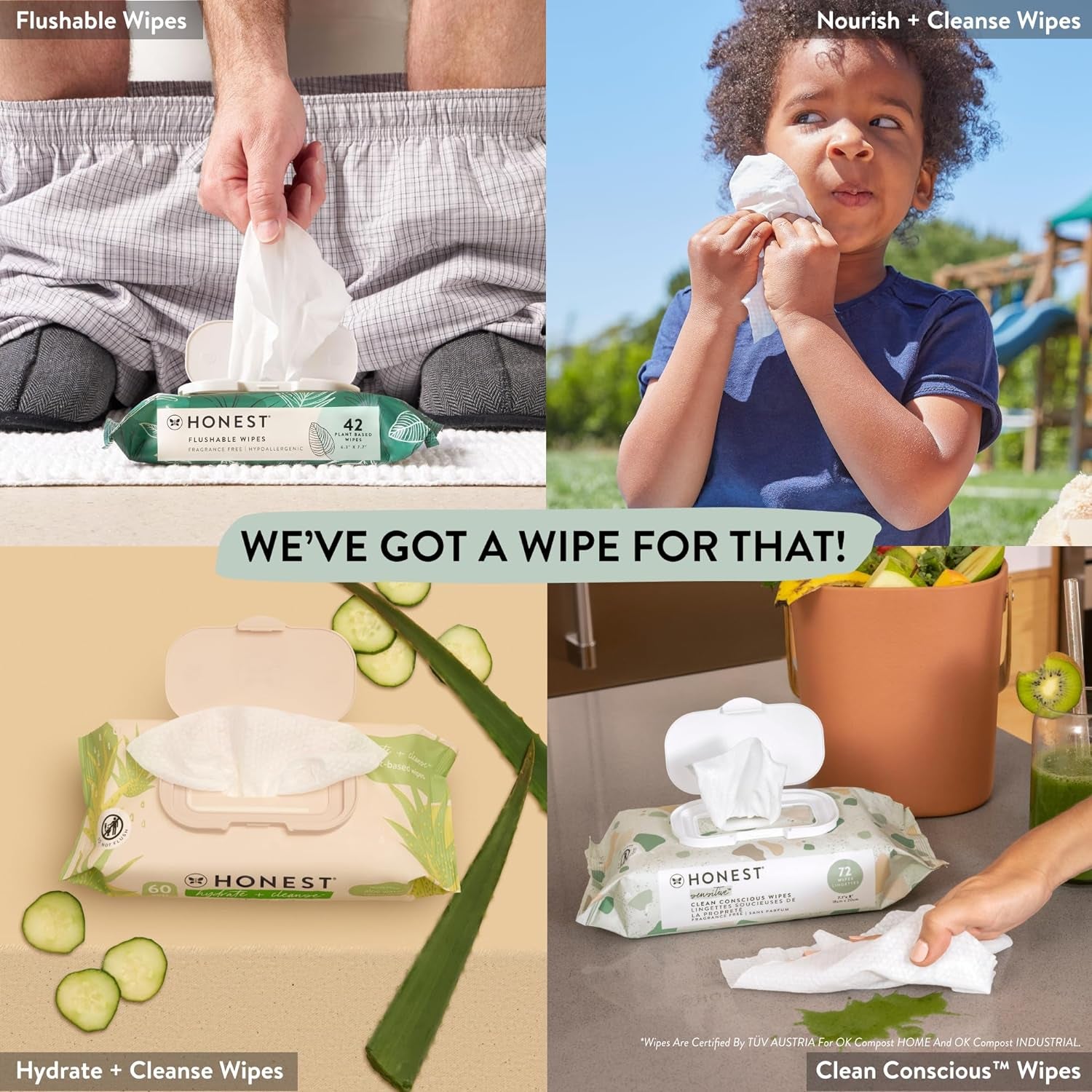 Plant-Based Flushable Wipes | 99% Water, Hypoallergenic, EWG Verified, Safe to Flush | Fragrance Free, 126 Count