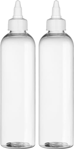 BRIGHTFROM Twist Top Applicator Bottles - BPA-Free, Refillable, Leak-Proof, 8oz - Pack of 2