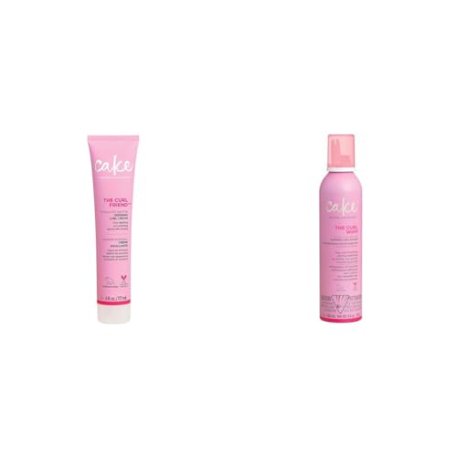 Cake Beauty Curl Friend Cream & Mousse Set - Defines Curls, Nourishing Oils, 6oz & 8.4oz