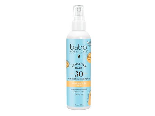 Babo Botanicals Baby Sunscreen Spray SPF 30 - Zinc Oxide, Water-Resistant, Unscented - 6 Fl Oz
