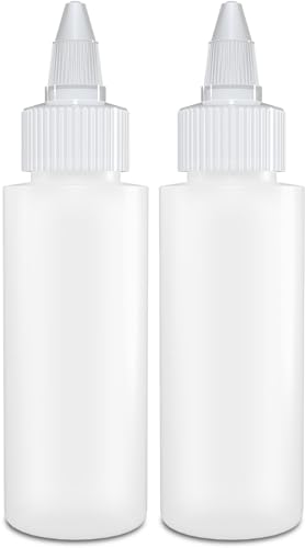 BRIGHTFROM Twist Top Applicator Bottles - Leak-Proof, BPA-Free for Crafts & Food - 2oz, Pack of 2