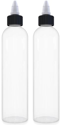 BRIGHTFROM Twist Top Applicator Bottles - Leak-Proof, BPA-Free, Refillable - 8oz, Pack of 2