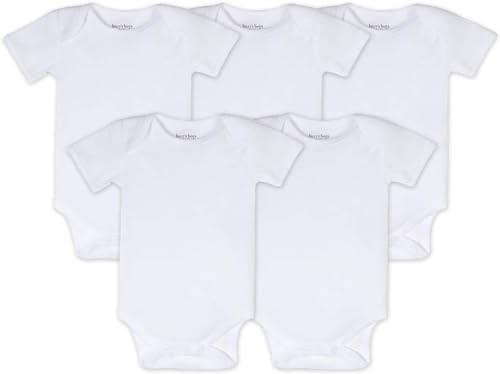 Burt's Bees Baby Bodysuit 5-Pack - Soft Organic Cotton, Lap Shoulder Design, Easy Care