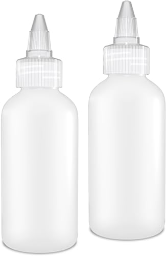 BRIGHTFROM Twist Top Applicator Bottles - Durable, Leak-Proof, Refillable, Clear - 4oz, Pack of 2