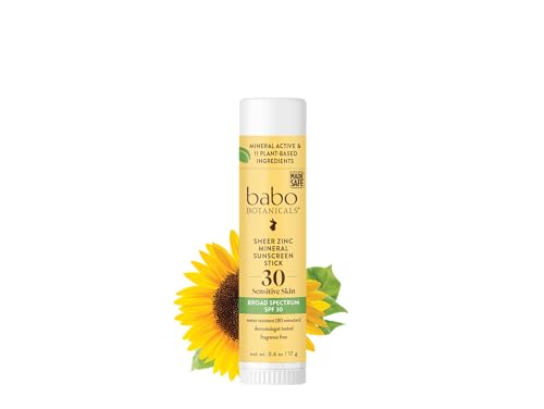 Babo Botanicals Mineral Sunscreen Stick SPF 30 - Fragrance-Free, Hypoallergenic - 0.6oz
