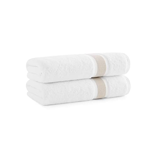 Aston & Arden Striped Turkish Bath Towels - Soft Long-Staple Cotton, GRS Certified - Set of 2, 30x60