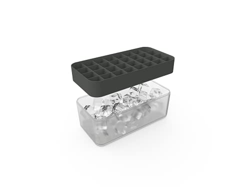 W&P Ice Box Silicone Ice Cube Tray - 96 Cubes, BPA-Free, Dishwasher Safe, Charcoal