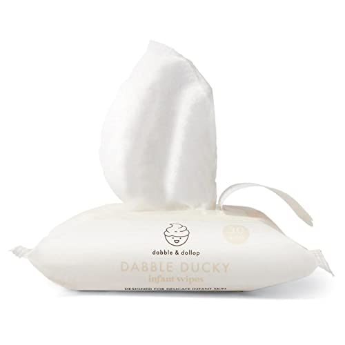 Dabble & Dollop Infant Face & Neck Wipes - Gentle Cleansing, EWG Verified, 100% Compostable - 60ct
