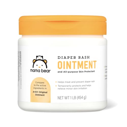 Mama Bear Diaper Rash Ointment - Treats & Prevents Rash, Vitamin A&D, 16oz Jar