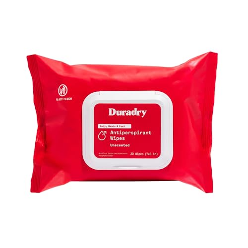 Duradry Antiperspirant Wipes - Maximum Strength Sweat Control for Hands & Feet, Talc-Free - 1-Pack