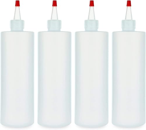 BRIGHTFROM Squeeze Bottles 16oz - Leak-Proof, BPA-Free, Reusable for Condiments & Crafts - 4 Pack