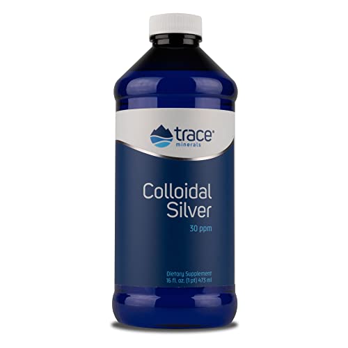 Trace Minerals Colloidal Silver Liquid - 30 PPM, 99.99% Pure, Vegan, 16 fl oz Bottle