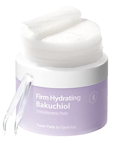 GLAM UP Bakuchiol Toner Pads - Hydrating, Firming, Hypoallergenic - 65 Bamboo Pads