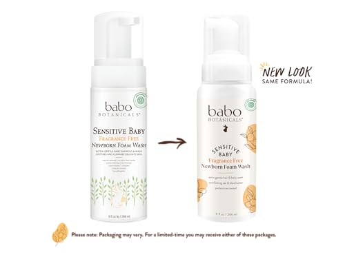 Babo Botanicals Newborn Foam Wash - Gentle Oat & Shea Formula, EWG Verified & Vegan - 8oz