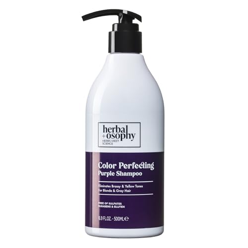 Herbalosophy Purple Shampoo - Eliminates Brassy Tones, Infused with Cocos Nucifera Oil - 16.9 Fl Oz