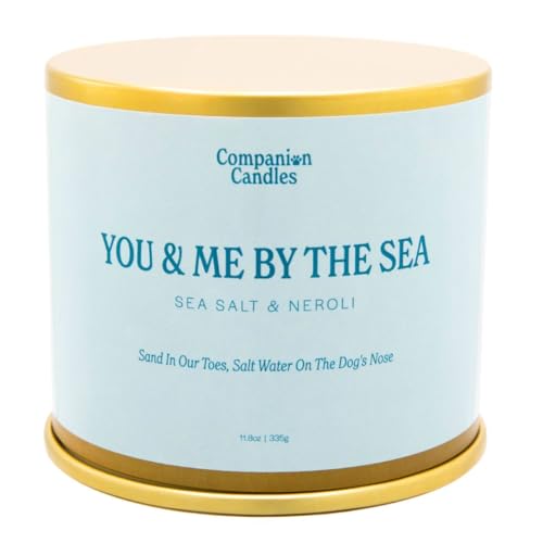 Companion Candles Pet Safe Wood Wick Candle - Sea Salt & Neroli, Non-Toxic - 11.8oz, 50+ Hr Burn