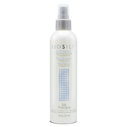BioSilk for Dogs Waterless Shampoo - Moisturizes Skin, Eliminates Odors - 8oz Spray for All Dogs
