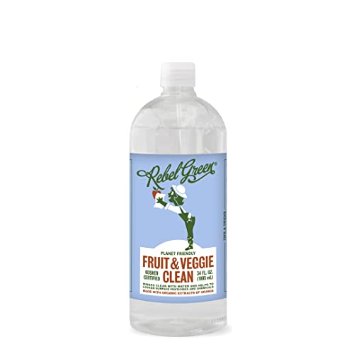 Rebel Green Fruit & Veggie Wash - Natural Citrus Blend, No Aftertaste - 34oz Refill Bottle