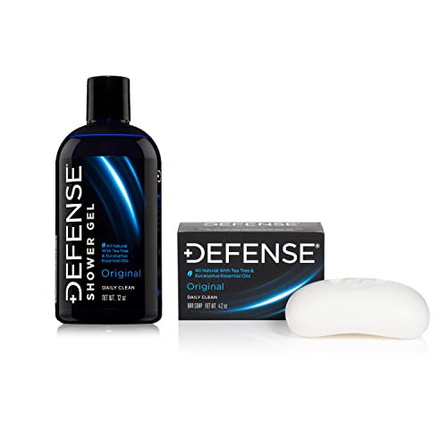 Defense Soap Body Wash & Bar Bundle - Natural Tea Tree & Eucalyptus for Healthy Skin - 16oz
