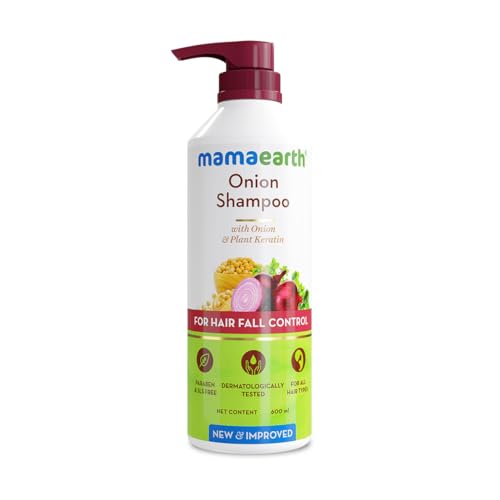 Mamaearth Onion Shampoo - Reduces Hair Fall, Gentle Cleansing, Plant Keratin - 20.29 Fl Oz