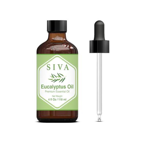 SIVA Eucalyptus Essential Oil - Natural Aroma for Diffuser & Skincare, 4 Fl Oz with Dropper