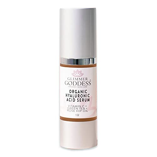 Glimmer Goddess Organic Face Serum - Reduces Fine Lines, Hydrates with Hyaluronic Acid - 1oz