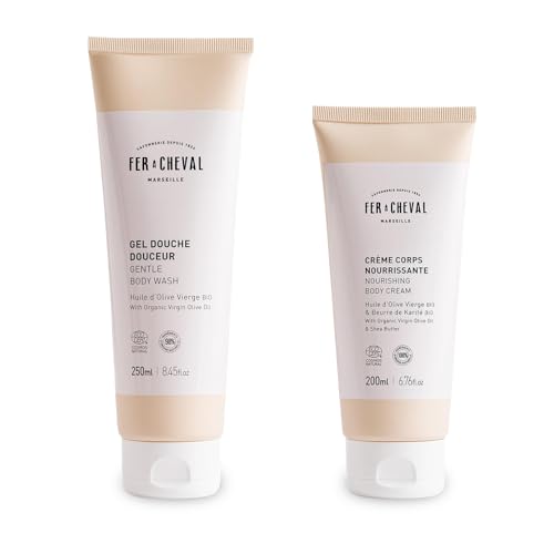 Fer à Cheval Body Cream & Wash Set - Nourishing, Hypoallergenic, COSMOS NAT Certified - 200ml