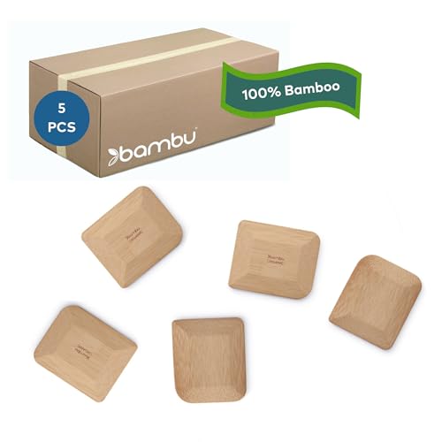Bambu Bamboo Pot Scrapers - Effectively Clean Stuck Food, USDA Organic - Set of 5, 2.75"