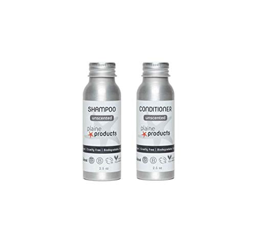 Travel Size Shampoo & Conditioner Set - Unscented, Sulfate Free, Refillable - 2.5oz