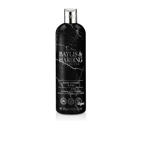Baylis & Harding Body Wash - Plant-Based, Dark Amber & Fig Scent, Made in the UK - 16.9oz