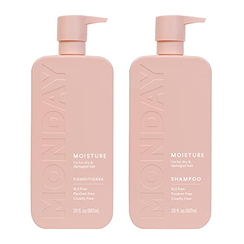 MONDAY Moisture Shampoo & Conditioner Set - Hydrates Dry Hair, 100% Recyclable, 30oz Each