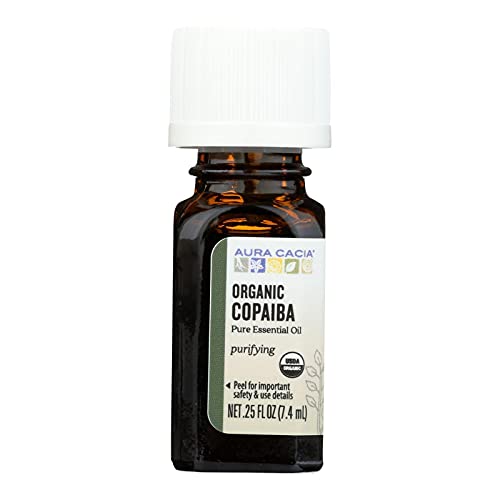 Aura Cacia Copaiba Essential Oil - 100% Pure, Authentic, No Synthetics - 0.25 fl. oz.