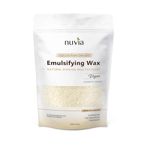 Nuvia Organics Emulsifying Wax - 100% Natural, Non-GMO, Food & Cosmetic Grade - 6oz