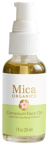 Organic Geranium Face Oil with Hemp Extract - Calming, Balancing, Vegan - 1oz