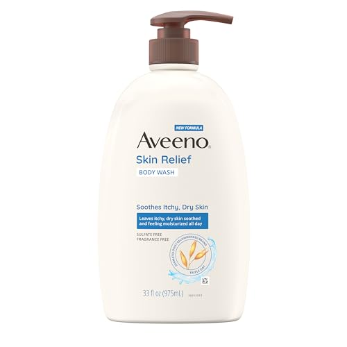 Aveeno Skin Relief Body Wash - Soothes Itchy Dry Skin, Fragrance Free, Gentle Cleansing - 33oz