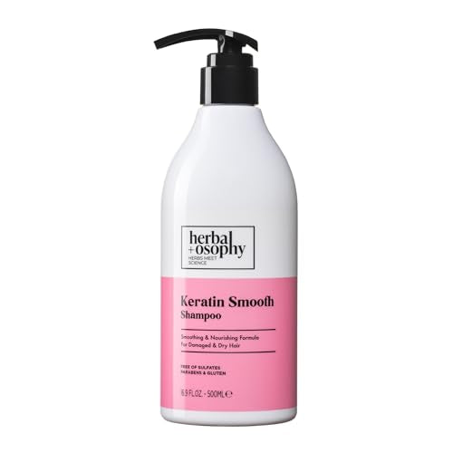Herbalosophy Keratin Smooth Shampoo - Nourishes & Repairs Dry Hair, Color Safe, 16.9 Fl Oz