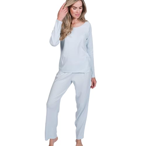Red Land Cotton Luxe Knit Long Sleeve Set - Heavenly Soft, Tailored Fit, Lightweight - Sky Blue, L