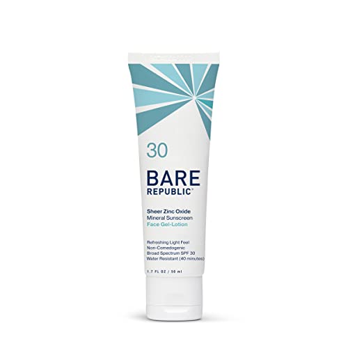 Bare Republic Mineral Gel Sunscreen SPF 30 - Lightweight Hydration, Natural Ingredients - 1.7 Fl Oz