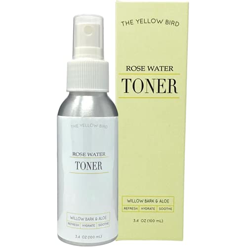 Yellow Bird Rose Water Face Toner - Nourishing Hydration, Reduces Redness & Puffiness - 4oz