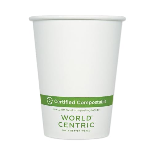 World Centric Compostable Cups - Plant-Based Bio-Lining, 12oz for Hot Beverages - 1000/Carton