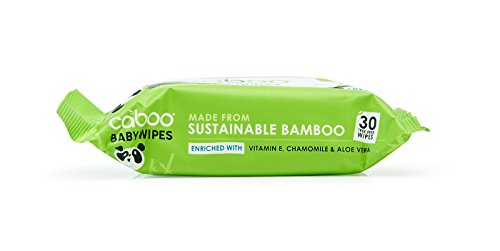 Caboo Bamboo Baby Wipes - Nourishing, Hypoallergenic, Travel Pack, 30 Count