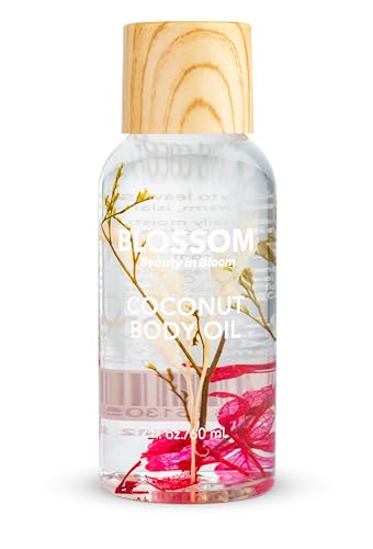 Blossom Skincare Body Oil - Hydrating with Real Flowers, Non-Greasy Coconut Formula - 2oz