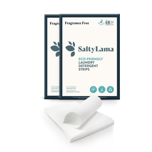 SaltyLama Laundry Detergent Sheets - Hypoallergenic, Fragrance-Free, 136 Loads, Travel-Friendly