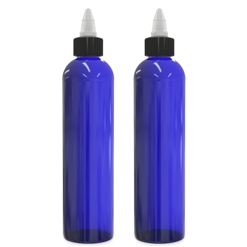 BRIGHTFROM Twist Top Applicator Bottles - Leak-Proof, Refillable, BPA-Free - 8 oz, Blue