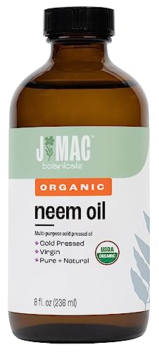 J MAC BOTANICALS Organic Neem Oil - Promotes Healthy Skin & Hair, 100% Cold Pressed - 8oz