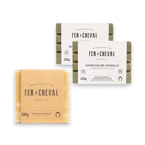 Fer à Cheval Marseille Dish Soap - Natural, Hypoallergenic, Superior Cleaning - 225g, 2 Pack
