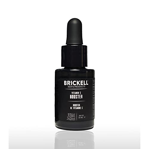 Brickell Men's Vitamin C Booster Serum - Brightens Skin, Fights Aging, Natural Ingredients - 0.5oz