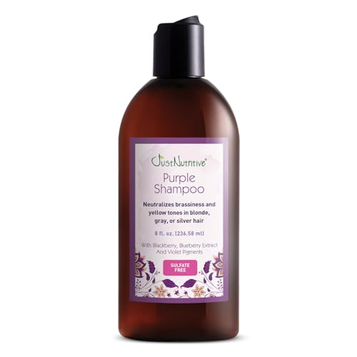 Just Nutritive Purple Toning Shampoo - Eliminates Brassiness, Boosts Shine, Hydrates - 8oz