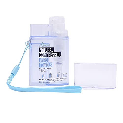BAMBOEARTH Compressed Towels - Soft, Hypoallergenic, Biodegradable, Portable Dispenser - 5 Tablets