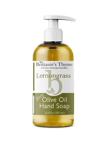 Brittanie's Thyme Hand Soap - Nourishing Cleanse with Olive Oil, Lemongrass Scent - 12oz